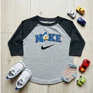 Kids 2T Donald Duck Inspired Grey & Black Raglan Tee